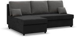 Narożnik z funkcją spania, Flow, 201x138x92 cm, czarny, szary | TYLETEGOTU