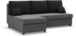Narożnik z funkcją spania, Flow, 201x138x92 cm, szary, czarny | TYLETEGOTU