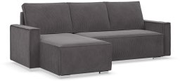 Narożnik z funkcją spania, sztruks, Union, 231x142x92 cm, ciemny szary | TYLETEGOTU
