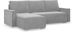Narożnik z funkcją spania, sztruks, Union, 231x142x92 cm, jasny szary | TYLETEGOTU