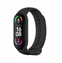 Braders Pasek silikonowy do XIAOMI Mi Band 5 / 6 / 7 czarny (01)