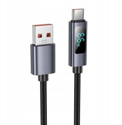 Kabel USB A do USB C Hoco 5A z wyświetlaczem 1 m X112 czarny