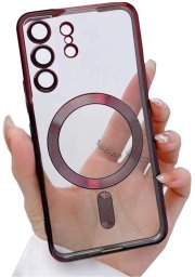 Etui Magsafe Supero Silicone Plating do Samsung Galaxy S23 Ultra, czerwone