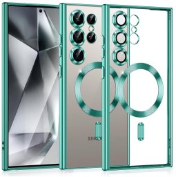 Etui Supero magnetyczne tpuplating do Galaxy S23 Ultra, przezroczysto-turkusowe