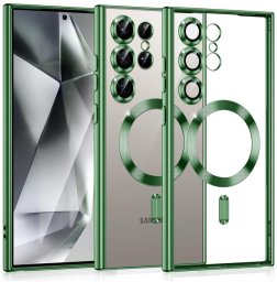 Etui Supero magnetyczne tpuplating do Galaxy S23 Ultra, przezroczysto-zielone