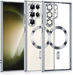 Etui Supero magnetyczne tpuplating do Galaxy S22 Ultra, przezroczysto-srebrne