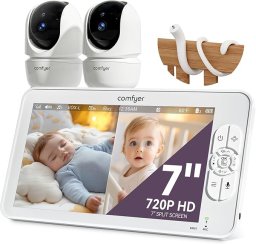 Comfyer Elektroniczna niania z dzielonym ekranem z 2 kamerami 7" HD 720p