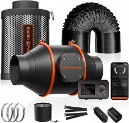 Zestaw Spider Farmer wentylator rurowy 100mm z kontrolerem wilgotności GGS