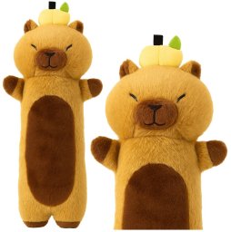 Pluszowa Maskotka Kapibara Z Owocem Poduszka Podłużna Wałek Brązowa 65cm