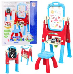 LeanToys Tablica Edukacyjna 5w1 Z Krzesełkiem Wielofunkcyjna Akcesoria Niebieska
