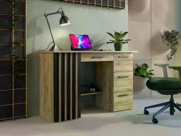 Biurko komputerowe 120 cm dąb craft czarne loftowe