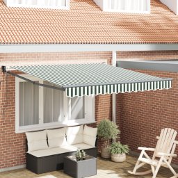 Markiza automatyczna vidaXL zielona i biała 300x250 cm, Materiał do ramy markizy vidaXL 3x2,5 m zielono-biały