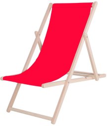 Leżak ogrodowy, drewniany z 3-stopniową regulacją, plażowy, balkonowy, czerwony UNIWERSALNY