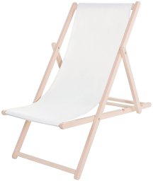 Leżak ogrodowy, drewniany z 3-stopniową regulacją, plażowy, balkonowy, biały UNIWERSALNY