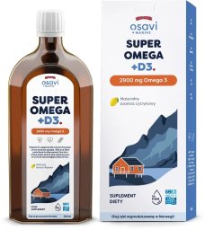 Osavi - Super Omega + D3, 2900mg Omega 3, Cytryna, Płyn, 500 ml