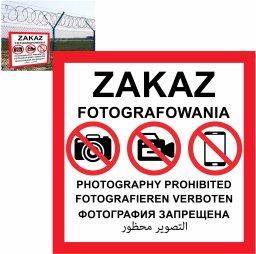 Zakaz Fotografowania - Tablica Zgodna Z Mon , Płyta Pcv 60X60Cm Wodoodporna Libres Polska Sp Je024 Zakaz Płyta 5904937756212