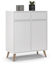 Komoda na nóżkach do sypialni, SKAND, 80x40x100 cm, biel, mat | TYLETEGOTU