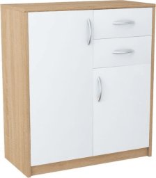 Komoda z szufladami do pokoju, Classic, 74x35x85 cm, dąb sonoma, biel, mat | TYLETEGOTU