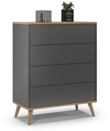 Komoda do salonu, sypialni, SKAND, 80x40x100 cm, dąb, grafit, mat