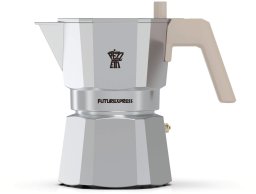 Kawiarka Pezzetti Futurexpress 3 filiżanki  srebrna nowoczesność w aluminium