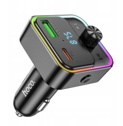 Ładowarka samochodowa Hoco USB A + USB C QC3.0 PD 30W z transmiterem E81 czarny