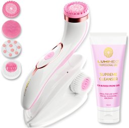 Lumineo Professional line szczoteczka do twarzy brush pro różowa + Żel oczyszczajacy lumineo do skóry trądzikowej i problematycznej 100 ml