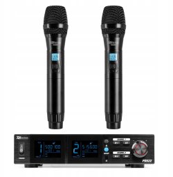 Zestaw mikrofonów bezprzewodowych UHF 2x doreczny + stacja Power Dynamics one size