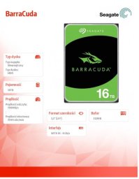 seagate Dysk twardy BarraCuda 16TB 3.5 cala ST16000DM001