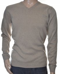 Sweter męski wełniany w szpic z wełny niegryzący L beż 1703