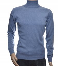 Sweter męski z golfem klasyczny golf z wełny wełna wełniany XXL 2XL szary 1702