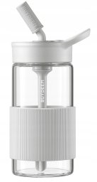 BUYDEEM Szklana butelka ze słomką 500 ml, model CD1017, kolor Oat White