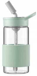 BUYDEEM Szklana butelka ze słomką 500 ml, model CD1017, kolor Cozy Greenish