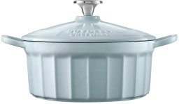 BUYDEEM Emaliowane naczynie żeliwne 2,9L, model CP521, kolor White Blue