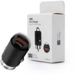 ECOBOX ŁADOWARKA SAMOCHODOWA 30W CZARNA PD3.0+QC4.0 WKN-337