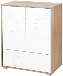 Malys Group Komoda dla dzieci IDA 80 biała/buk LITTLE SKY