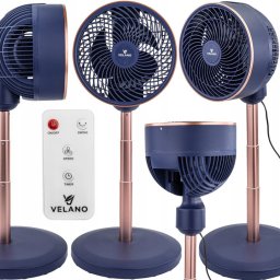 WENTYLATOR PODŁOGOWY WIATRAK STOJĄCY TIMER REGULACJA WYSOKOŚCI PILOT 50W
