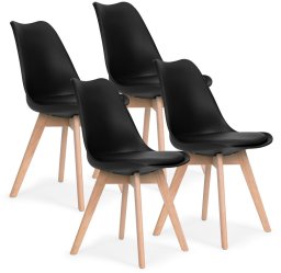 Komplet 4 krzeseł do salonu jadalni z poduszką ekoskóra Czarne ModernHome EDUKAMP