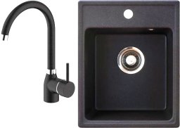 Sink (49 x 44 x 16.5 cm), faucet and siphon set BRENOR ARGO, graphite color.