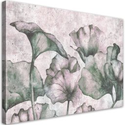 Feeby obraz na płótnie liście na tle betonu 60x40 medium