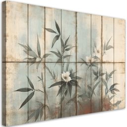 Feeby obraz na płótnie pędy rośliny i kwiaty pastelowe tło 60x40 medium