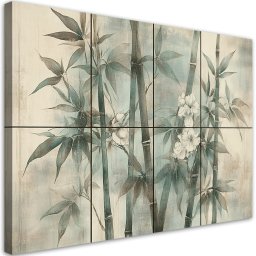 Feeby obraz na płótnie pędy bambusa z kwiatami na tle z fakturą 60x40 medium