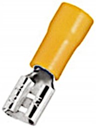 2x Konektor żeński 6.3mm z izolacją żółty