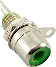 Gniazdo RCA cinch zielone przykręcane lutowane 6mm