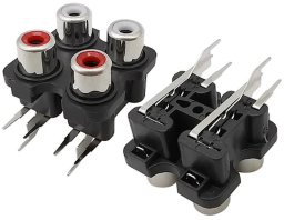 Gniazdo złącze 4x RCA cinch montażowe moduł panel AUX AV do wzmacniacza 6p