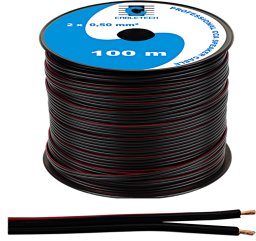Przewód kabel głośnikowy LED CCA 50cm 2x0.5mm czarny