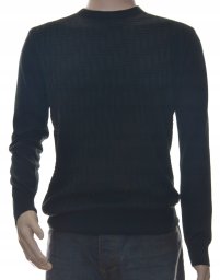 Sweter sweterek męski czarny z kaszmiru i wełny merynosów M