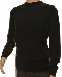 Sweter sweterek męski czarny z kaszmiru i wełny merynosów M 540