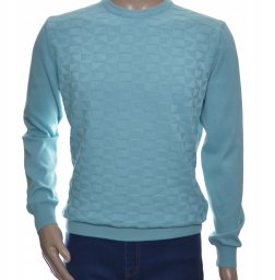 Sweter męski z bawełny elegancki bawełniany turkusowy 100% bawełna 2XL XXL
