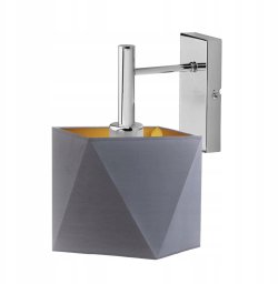 Nowoczesna lampa ścienna KIOTO GOLD kinkiet z szarym abażurem ze złotym wnętrzem LED do salonu