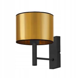 Złoto-czarny kinkiet TEGU MIRROR w stylu loft do salonu z abażurem LED